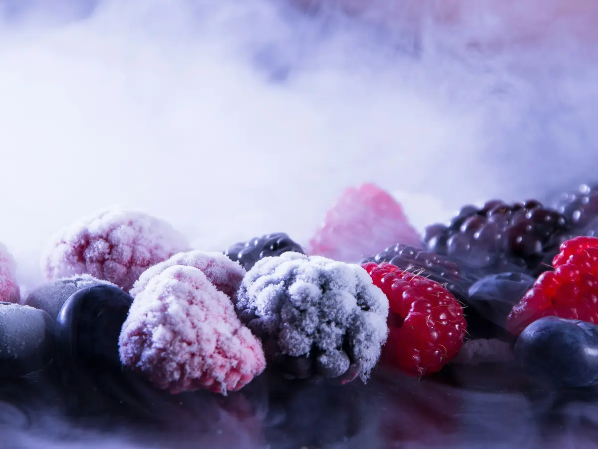 Frosted frozen fruit
